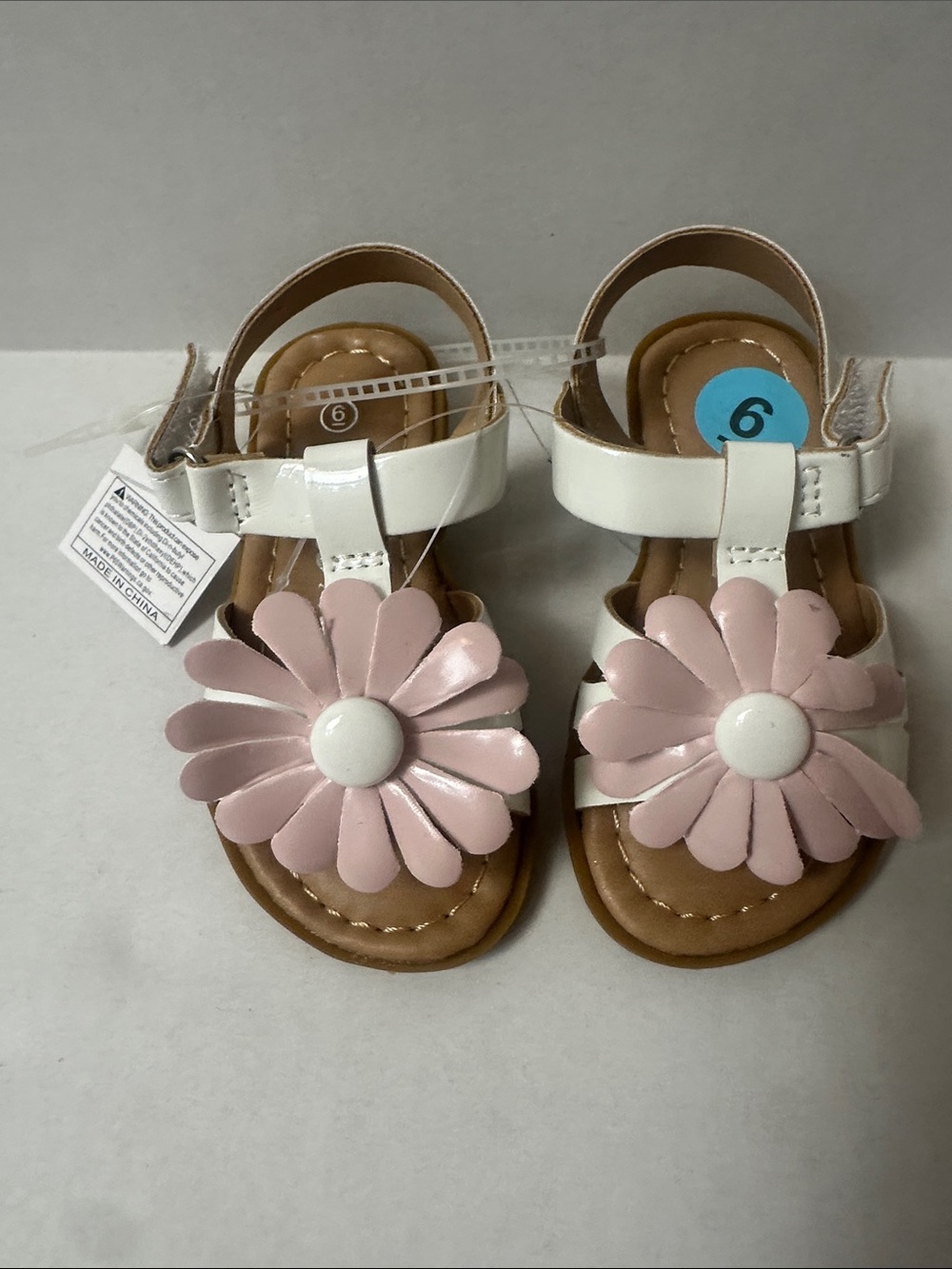 Carter's White Sandals with Light Pink Daisy Accent